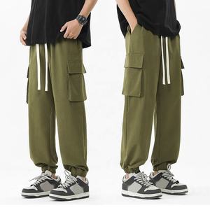 Pantalones Cargo para Hombre, Mezcla de Algodón Suave, Duraderos, Cintura Ajustable, Casuales, para Uso Diario - Product Image 3