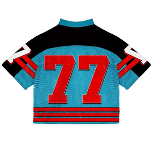 Maillot de football américain rétro unisexe, t-shirt en mesh ample à col en V, impression par transfert thermique, personnalisable pour l'équipe - Product Image 3
