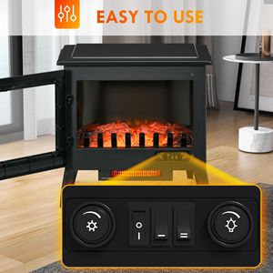 Caminetto Elettrico Moderno Autoportante in Vetro Nero con Fiamma LED e Display Realistico - Product Image 5