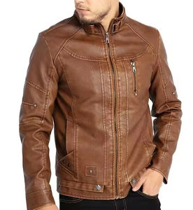 Chaqueta de Motociclista de Cuero Genuino de Piel de Oveja para Hombre |   Chaqueta de Cuero para Hombre de Color Sólido |   Logotipo de Diseño Personalizado OEM al por Mayor - Product Image 1