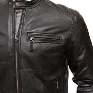 Chaqueta de cuero genuino 100% para hombre, diseño de motociclista, alta calidad, personalizada, con bolsillos laterales, para usar en invierno. - Product Image 4