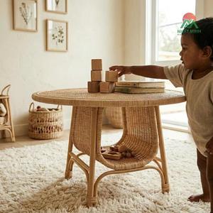 Table ronde en rotin pour enfants Nhat Minh, design minimaliste, mobilier d'intérieur écologique - Product Image 3