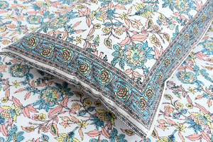 Drap plat en coton imprimé de Jaipur, 200 fils, toutes saisons, écologique, durable, lavable, respirant, doux pour la peau, taille complète - Product Image 2