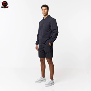 Conjunto de Pantalones Cortos y Chaqueta Cortavientos Ligera con Capucha Unisex de Poliéster, Ropa Deportiva Casual para Hombre para Verano, Color Combinado - Product Image 1