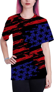 Camiseta de Manga Corta para Hombre, Estampado de Bandera Americana, Sublimación, Cuello Redondo Informal, Corte Regular, 100% Poliéster Tejido - Product Image 2