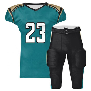 Ensemble d'uniformes de football américain personnalisés pour hommes, maillot à col en V avec numéro, pantalon noir, polyester respirant, coupe athlétique - Product Image 5