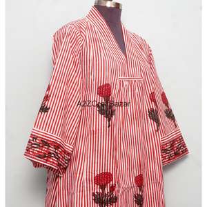 Vestido Maxi de Algodón con Estampado Floral Hecho a Mano, Manga Larga, Cuello en V, Estilo Bohemio, Ecológico, Corte en A, para Verano - Product Image 5