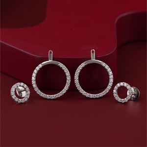 Pendientes de Aro con Diamantes Cultivados en Laboratorio de 1.62 CT, Círculo Redondo, Oro Blanco de 14K, Chapado en Oro de 18K - Product Image 3