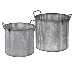 Jardinera de Metal Galvanizado con Diseño Atractivo y Asas de Cuerda para Hogar, Patio y Jardín, Juego de Jardineras Ovaladas Decorativas para Flores - Product Image 3