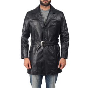 Abrigo de Cuero Negro de Invierno de Alta Calidad, Chaqueta de Cuero Personalizada para Hombre, Abrigo Transpirable con Forro de Piel - Product Image 3