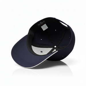 Casquette de baseball bleu marine personnalisable avec logo, vente en gros, casquette structurée à 6 panneaux avec visière sandwich et boucle métallique, casquette de sport bleu foncé - Product Image 4