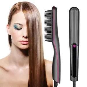 Portable Mini Hair Straightener Brush 3 Temperature Levels Electric Comb Electric Hair Straightener