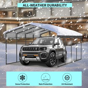 Abri de voiture extérieur robuste 12x20 avec base renforcée et toit en acier galvanisé pour voitures et bateaux – Abri métallique pour véhicules - Product Image 2
