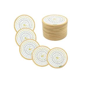Ensemble de 6 sous-verres en bois avec support, sous-verres absorbants pour café et tables à manger, décoration de maison de style campagnard, accessoires de bar - Product Image 3
