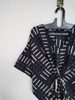 Robe d'été vintage pour femme, col en V, imprimé floral abstrait en dentelle, 100% coton, coupe trapèze ample, longueur genou, manches 3/4, lavable au quotidien
