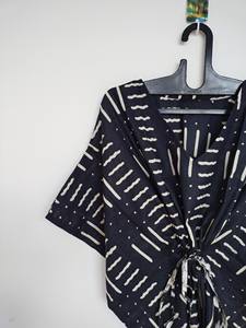 Robe Kaftan ample vintage pour femme, imprimé floral abstrait en dentelle, 100% coton, style bohème, paréo de plage - Product Image 2