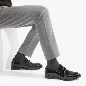 Zapatos Formales de Cuero de Alta Calidad para Hombre, Mocasines Negros Sin Cordones para Negocios, Zapatos de Vestir para Novio, Zapatos de Cuero Negros para Negocios - Product Image 3