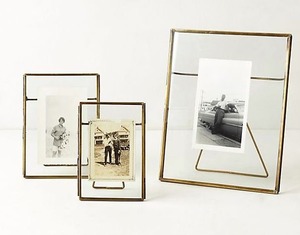 Rectangular Brass Photo <b>Frame</b> <b>With</b> Flower Design Handmade Metal Tabletop Decor Horizontal Orientation - Product Image 2