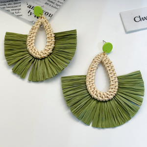 Handmade Rattan <b>Earrings</b> Natural Woven Folk Art Classic Lightweight Eco Friendly Wedding <b>Holiday</b> Jewelry TUYET DUNG Brand Made - Product Image 6