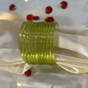 Transparent Green <b>Glass</b> Jelly <b>Bangles</b> Set Lightweight Plain Stackable Chudi for Women Traditional Ethnic Daily Wear Fashion - Product Image 1