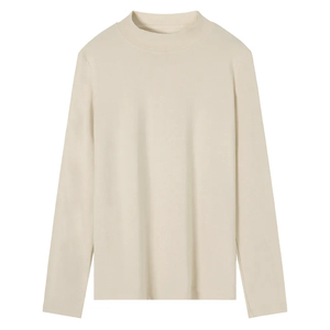 Camiseta Básica Premium de Algodón con Cuello Alto y Manga Larga para Hombre, Lavado Ácido, Lisa, con Logotipo Personalizado, Proveedor al por Mayor - Product Image 1