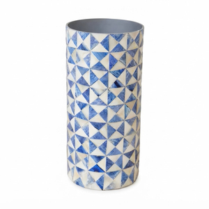 Vase à fleurs en résine grise fait main avec incrustation de os, motif floral élégant, vase rond classique pour hôtel, restaurant, décoration de luxe - Product Image 6