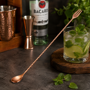 Cuillère à cocktail en cuivre avec manche torsadé, fourchette mélangeuse, cuillère à mélanger pour barman, mélangeur de boissons pour bar, café, mocktail, usage en cuisine - Product Image 3