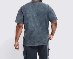 Camiseta de Manga Corta con Cuello Redondo y Estampado Tie-Dye para Hombre, Color Sólido, Informal, Tejida, 100% Algodón, Corte Regular - Product Image 6