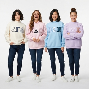 Sudadera Oversize de Cuello Alto para Mujer con Aplique de Letras Griegas Personalizadas, Ajuste Holgado, Ropa Casual - Product Image 5