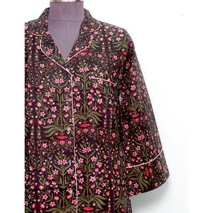 เสื้อเชิ้ตผู้หญิงผ้าฝ้ายลำลองลายดอกไม้แขนยาวดีไซน์กระเป๋าเรียบง่ายผ้าทอระบายอากาศได้ดีทรงหลวม - Product Image 2