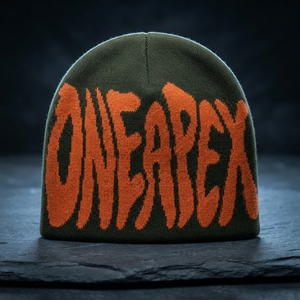 Olive Green Graphic Knit Beanie Hat Unisex <b>Winter</b> <b>Cap</b> Streetwear Headwear Custom Wholesale OEM Factory Premium Warm <b>Cap</b> - Product Image 1