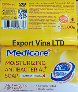 (บริษัท เอ็กซ์พอร์ต วีนา จำกัด) สบู่เมดิแคร์ มอยส์เจอร์ไรซิ่ง แอนตี้แบคทีเรีย กลิ่นเลมอน/ดีพคลีน/สปอร์ตเฟรช/เจนเทิลแคร์ 80 กรัม x 72 ก้อน - Product Image 1