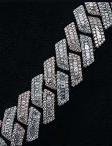Brilliant Cut 18K <b>Solid</b> <b>Gold</b> Natural Stone Chain Bracelet Rhodium Plated Geometric Hip Hop Classic Unisex IGI Certified Wedding - Product Image 2