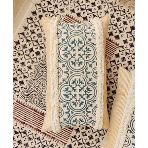 Artisan Crafted Modern Geometric Square Cotton Decorative <b>Cushion</b> <b>Cover</b> with Intricate Medallion Motif and Fringed Finish - Product Image 4