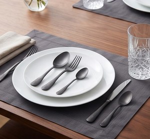Ensemble de couverts en acier inoxydable noir mat, design minimaliste, passe au lave-vaisselle, pour la restauration et l'usage quotidien - Product Image 5