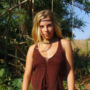 <b>Brown</b> Elven Boho Top Lightweight Festival Wear Fairy-Inspired Bohemian Style Shirt Everyday Wear At Wholesale Price - Product Image 1