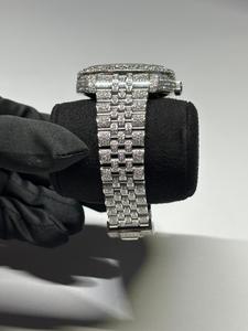 Reloj de Diamantes de Corte Redondo en Oro Blanco con Esfera Verde para Exportación, Reloj de Diamantes Estilo Hip Hop, Regalo Unisex - Product Image 2