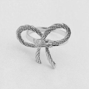 Metallic Silver Ribbon <b>Bow</b> Napkin <b>Holder</b> Elegant Tableware Decorative Shiny Silver <b>Bow</b> Napkin Ring - Product Image 1