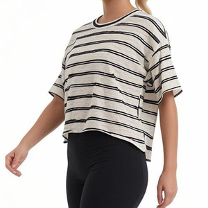Women's Black Cropped T-Shirt <b>Short</b> <b>Sleeve</b> O-Neck Regular Fit Knitted 100% Cotton All Seasons Eco-Friendly Minimalist Style - Product Image 2