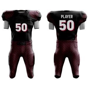 Uniforme de football américain personnalisé, tissu en maille OEM, tenue de match pour jeunes, numéro personnalisé, uniforme de football américain pour hommes et femmes - Product Image 1
