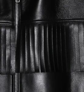 Blouson moto en cuir noir pour homme, col rabattu, fermeture éclair, coupe classique, couleur unie, style motard, vêtement d'automne - Product Image 4