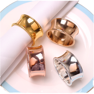 Anillos de Servilleta de Lujo al por Mayor con Cuentas Doradas, Decoración Metálica para Mesa en Bodas, Reuniones Familiares y Celebraciones Festivas - Product Image 1