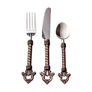 Ensemble de couverts en acier inoxydable antique avec poignées décoratives, couverts de luxe, cuillère, fourchette, couteau - Product Image 1