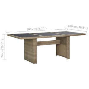 78.7 \ "x39.4 \" x29.1 \ "tavolo da pranzo con Patio marrone con vetro e Rattan eleganti tavoli per intrattenere all'aperto - Product Image 6