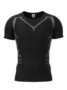 T-shirt de sport à manches courtes pour homme, respirant, à séchage rapide, en polyester/nylon - Product Image 2