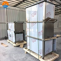 Chariot à viande robuste en acier inoxydable de 500 L avec drain et roues pour l'abattage et la transformation de la viande