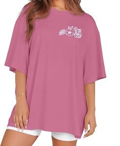 Nouvelle Collection T-shirt Décontracté Femme Imprimé Numérique 100% Coton Manches Courtes Nouveau Design Grande Taille Épaules Tombantes Confortable - Product Image 5