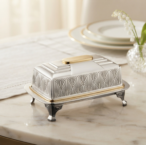 Beurrier Poli Brillant Personnalisé en Acier Inoxydable Plaqué Or et Argent de Haute Qualité pour la Table et la Cuisine - Product Image 1