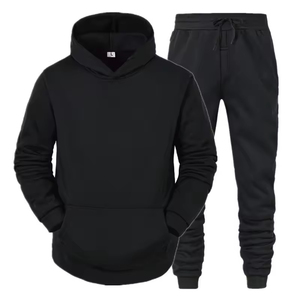 Conjunto Deportivo con Capucha HOLDEN INDUSTRY, Sudadera con Cierre Completo y Patrón Sólido, Pantalones Negros con Bolsillos Laterales, Ropa de Invierno - Product Image 3