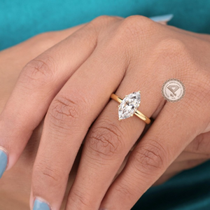 Anillo de Compromiso Unisex con Diamante Ovalado Marquise de 4 Quilates Cultivado en Laboratorio, Certificado IGI, Engaste de Garras, Oro Vermeil de 14k, Estilo Eternidad - Product Image 5